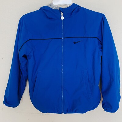 Vintage 90s Nike Swoosh Logo Blue/Gray Reversible Coat Jacket Youth Large READ