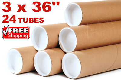 3 x 36'' Kraft Tubes Poster Document Graphics Mailing Shipping Packing 24 Tubes
