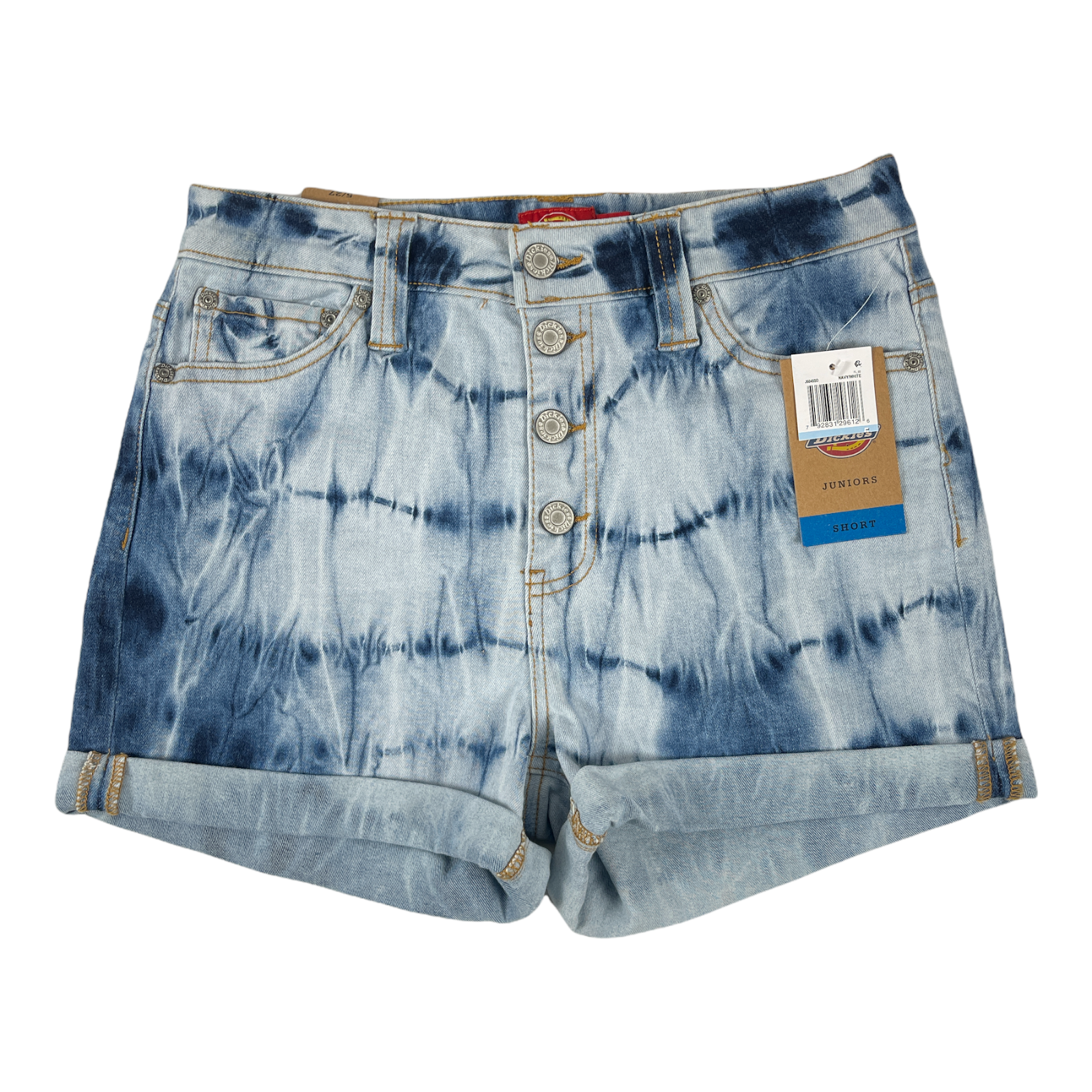 Dickies - Women's Juniors Tie Dye Button Fly High-Rise Cuffed Jean Shorts -  5/27 792831296126 | eBay