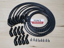 Vintage Cloth Braided Spark Plug Wires Lsx Ls1 Ls Swap Unassembled Black Blue