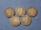 A Lot of 5 silver Barber dimes 1905 07 08 13 16 Good/VG Cond set RGR 605