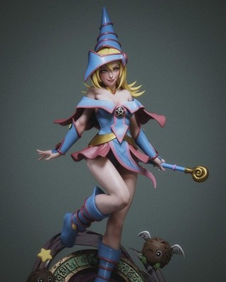 Pastel Wizard Girl Statue | Hand-Painted Resin Sorceress Figure, 1.6 Scale