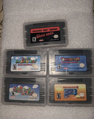 Mario NES Org & All Super Mario Advance Games 1 2 3 & 4 Bros World Game Boy GBA