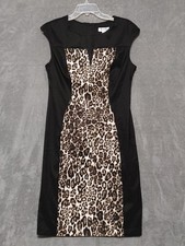 Dressbarn Cheetah/Leopard Print Dress V-Neck Cap Sleeve Size 10 - SALE
