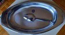 NUOVO Vassoio ovale da portata in acciaio inox 18/10  Melloni Brunnell  + Pinze