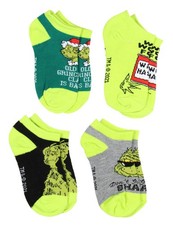 Dr. Seuss GRINCH Kids Socks Old Grinchy Clause 4 Pairs Ankle No Show Socks