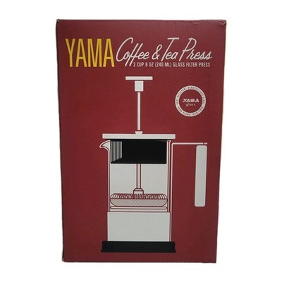 Yama Coffee And Tea Press 2 Cup 8oz Glass Filter Hand Blown Silver New