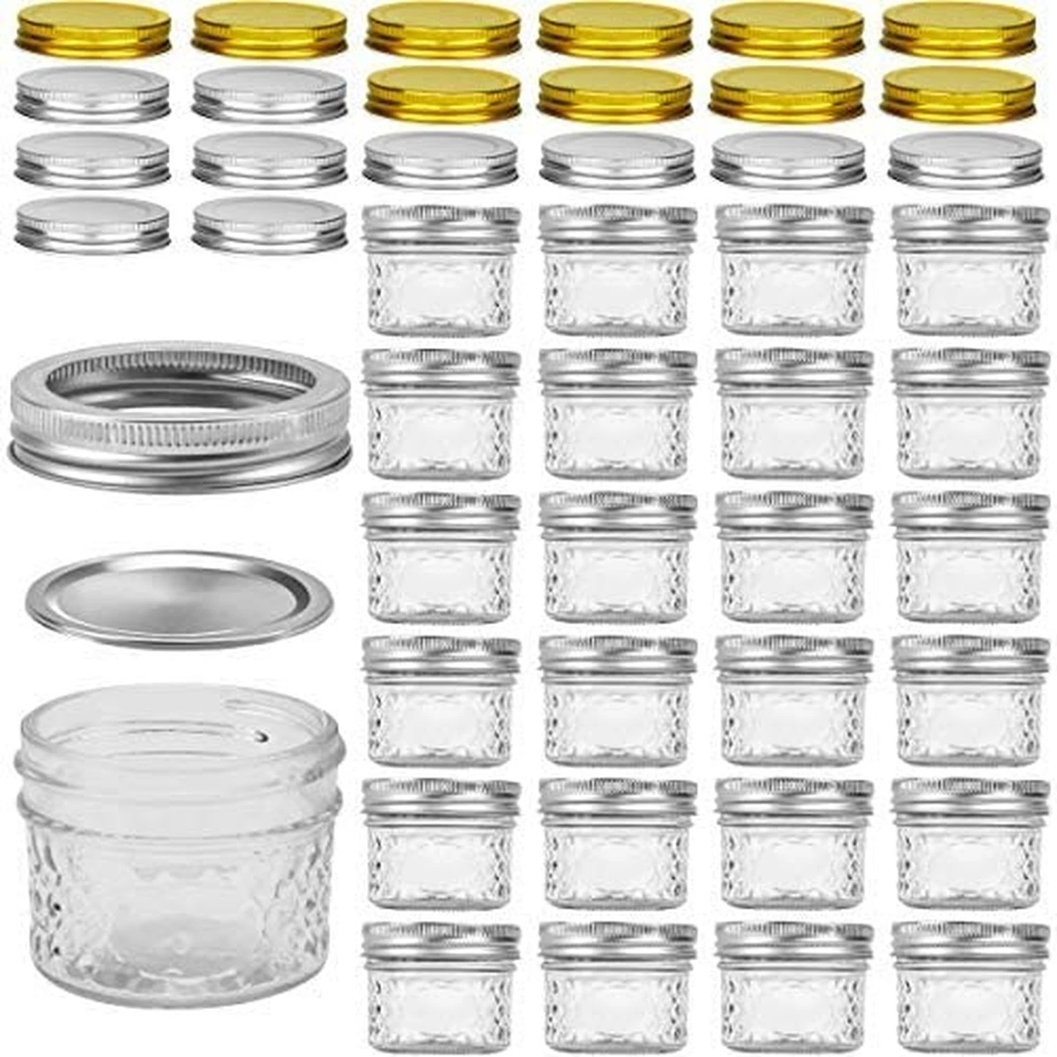 VERONES Mini Mason Jars, Mason Jars 4 oz With Regular Lids, Ideal for Jam, Ho...