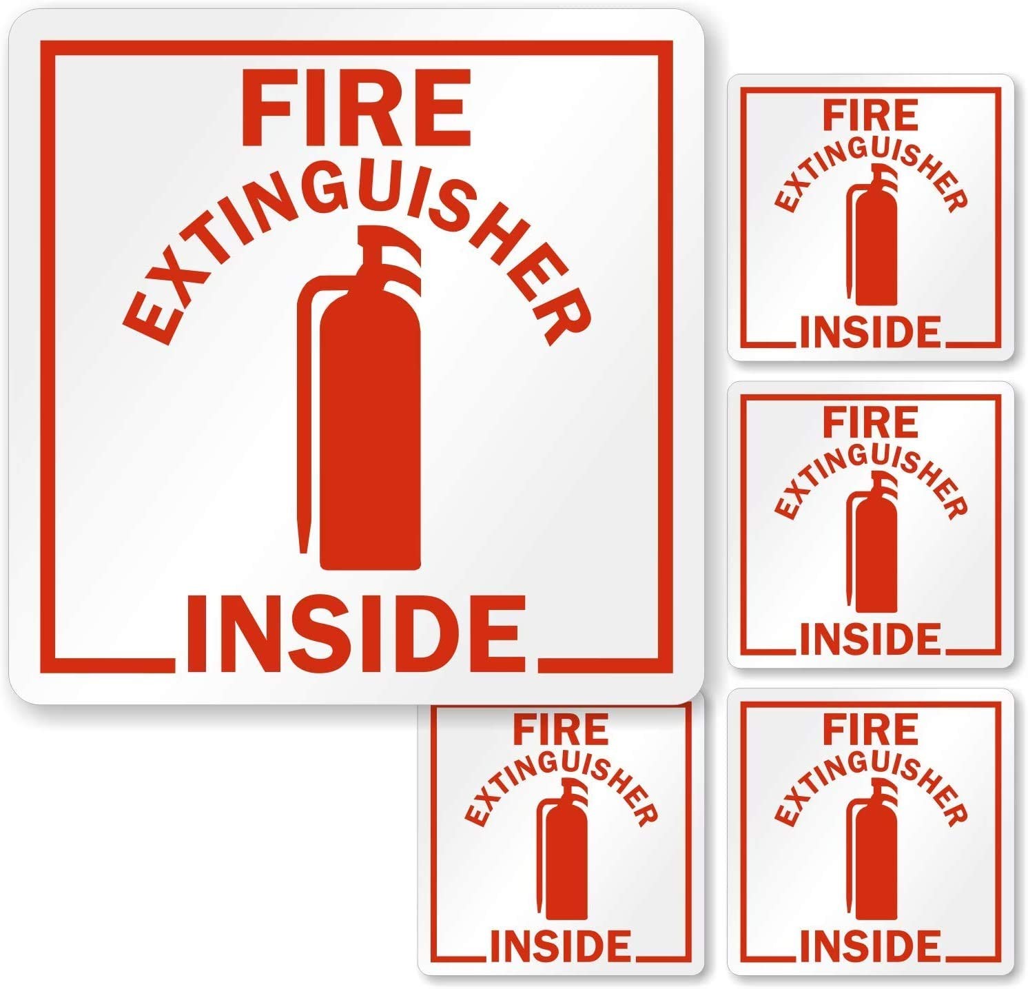 SmartSign Fire Extinguisher Inside Stickers | 2.75" x 2.75 x inch, White