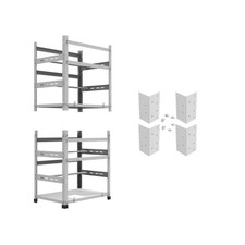 The Sluice V.2 12 GPU Mining Rig Frame and 4 pcs of Stacking Brackets White,...