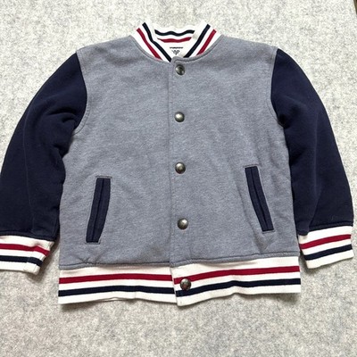 Gymboree Boys Bomber Baseball Varsity Jacket Size S 5-6 Preppy Timeless Grey