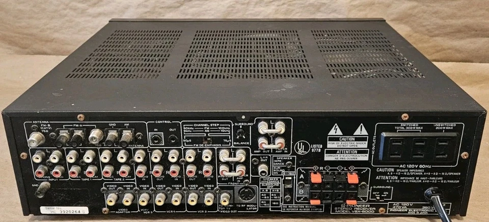 Pioneer VSX-5000 - 2 Channel AV Surround Sound AM FM Stereo Receiver - READ DESC - Image 2 of 3