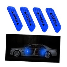 4PCS Car Door Open Warning Reflective Stickers, Night Visibility Auto Blue