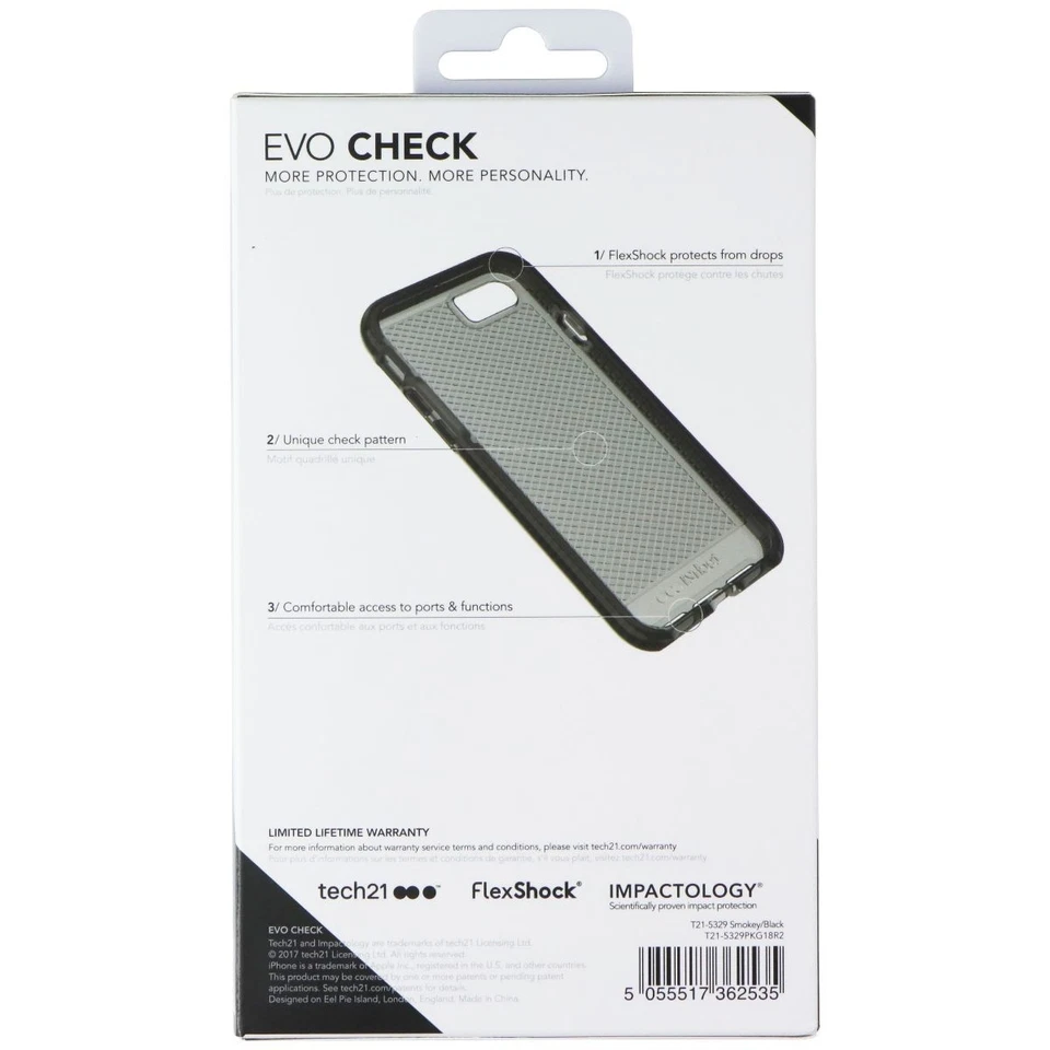 Tech21 Evo Check Series Flexible Case Cover iPhone 8 / 7 - Smokey Tint / Black - Image 2 of 2