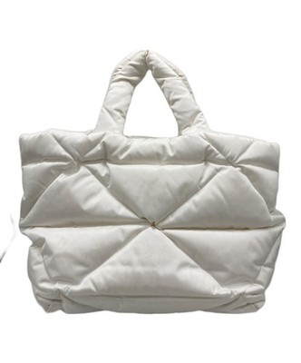 Prada Triangle Padded Re-Nylon Tote Bag Handbag White Triangle