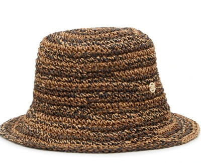 NWT STEVE MADDEN STRAW Bucket Hat Mixed Brown Packable