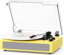Vinyl Record Player with Built-in Stereo Speakers, Belt-Driven 3-Speed Turntable
