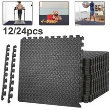 12/24pc Puzzle Exercise Mat EVA Foam Interlocking Tiles 48/96 Sq Ft Gym Home