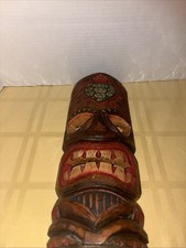 12x5  indonesian wooden carved tiki mask,hanger on back
