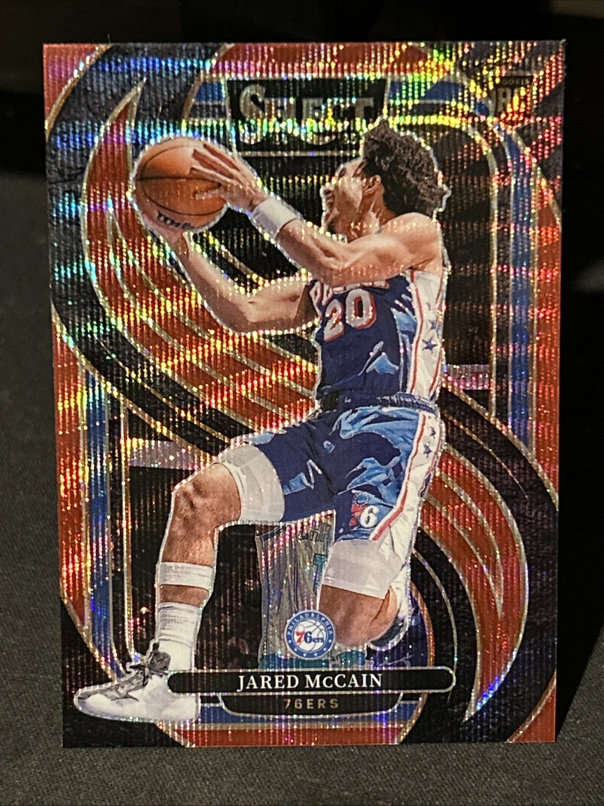 2024-25 Panini Select - Premier Level Jared McCain #184 Red Wave Prizm (RC)