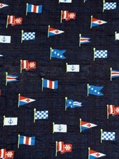 Seersucker Fabric Blue Sail Flags Boats Robert Kaufman By the Yard