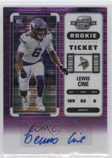 2022 Panini Contenders Optic Purple Pulsar Prizm 11/21 Lewis Cine #185 Auto 07lk
