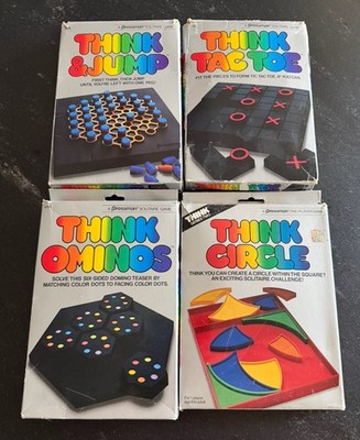 Vtg 1980s Pressman THINK Puzzle Lot (4) Ominos, Circle, Tac Toe & Think & Jump
