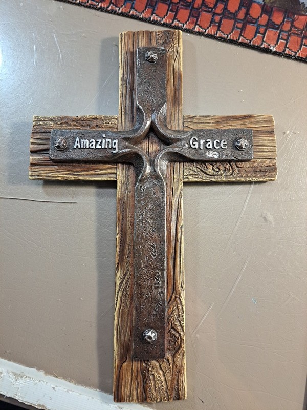 Amazing Grace faux wood/iron cross