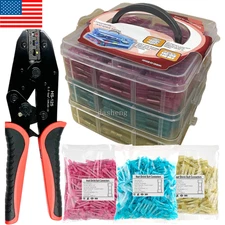 1000/200PCS Heat Shrink Butt Wire Splice Connectors Crimp Terminal Insulated Kit