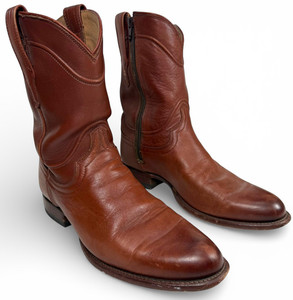 Tecovas “The Emmitt” ostrich boots in mahogany size 12D. Tecovas caiman boots first impression main image 3