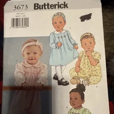 Butterick Sewing Pattern 3673 Babies Infants Dress Jumpsuit NB-XL 13-30 Lbs UC