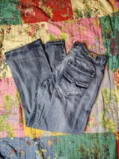 Vintage Y2K Flypaper Jeans Men's 36x32 Blue Bootcut Dark Wash Faded Denim Baggy