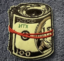 $100 BANK ROLL 2x3 Embroidered Morale Patch Hook Backing Brand New