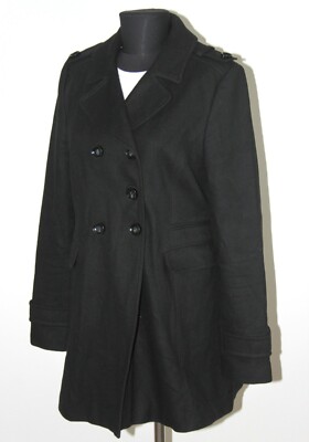 Hallhuber womens black wool cashmere jacket coat Size 40