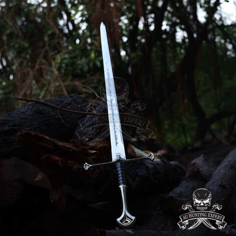 Hand Forged Narsil Carbon Steel Viking Sword Medieval Battle Ready wall mount - Image 4 of 4