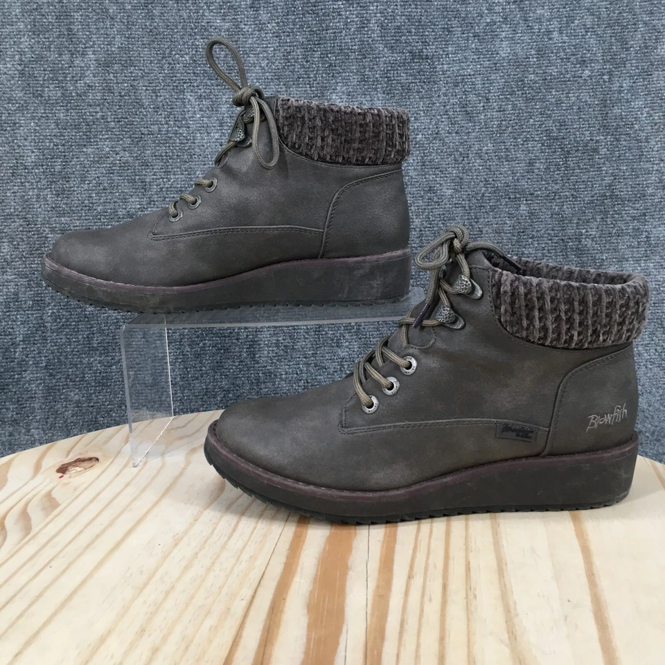 Blowfish Malibu Boots Womens 10 Comet Ankle Booties Wedge Casual Gray Lace Up - Image 2 of 4