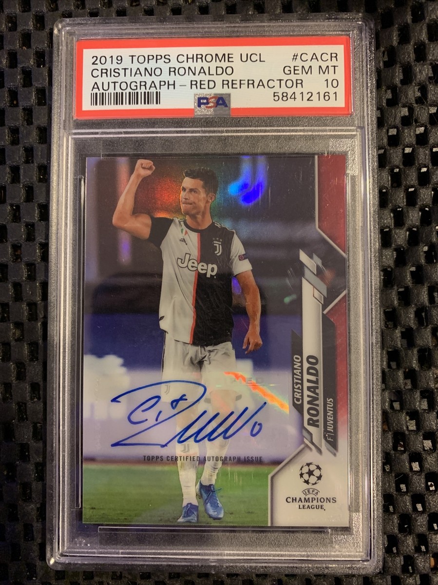 CRISTIANO RONALDO 2019 TOPPS CHROME UCL RED REFRACTOR AUTO #08/10 