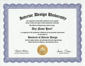 Interior Design Diploma Decorator Designer Degree Custom Novelty