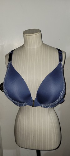 LANE BRYANT CACIQUE Boost Plunge Bra 46DD Blue Floral Lace Racerback ...