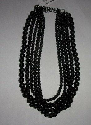 NEW VIVI (COOKIE LEE) BLACK BEADED MULTI-ROW NECKLACE #13599 MRP $39