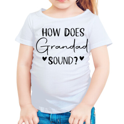 How Does Grandad Sound Baby Ankündigung Kinder T-Shirt Herz Design Geschenk #T490