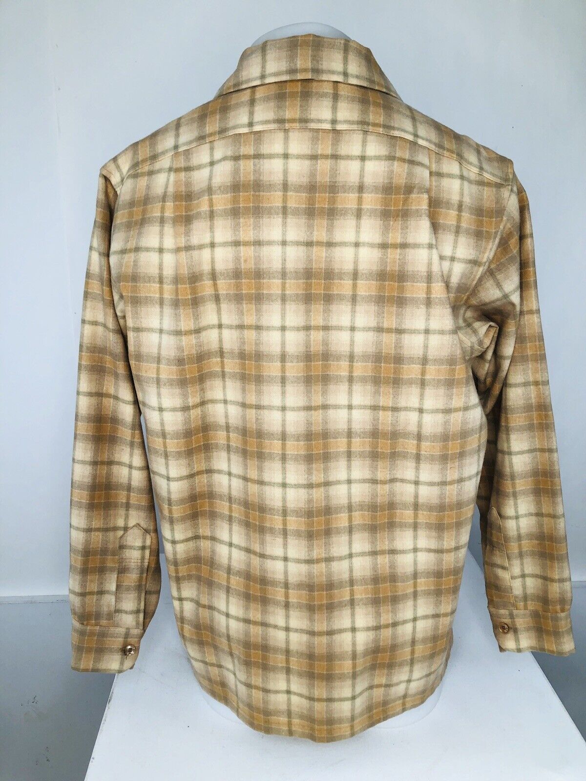 PENDLETON True Vintage LOOP COLLAR Plaid WOOL Butterfly Collar Shirt -  EXCELLENT