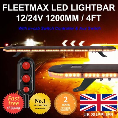 12/24 V 1200mm 120cm 1,2m FleetMax LED Erholung Bernstein Lichtleiste Blinkendes Leuchtfeuer