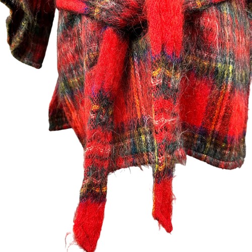 Ben Nevis Jenners Mohair Blend Red Plaid Pullover 3/4 Slv Jacket w/Tie Scotland - Picture 8 of 20
