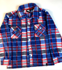 Quiksilver Boy's Youth Fleece Shirt Jacket, Red/Blue Plaid, Size: XS 5/6