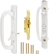 Patio Sliding Glass Door Handle Set with Mortise Lock 45° Keyway, Non-Keyed Offs