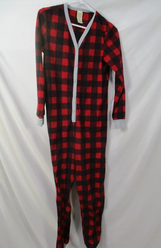 Traje de unión de Navidad para mujer mediano rojo búfalo a cuadros reno solapa caída polar Foto 2 de 4