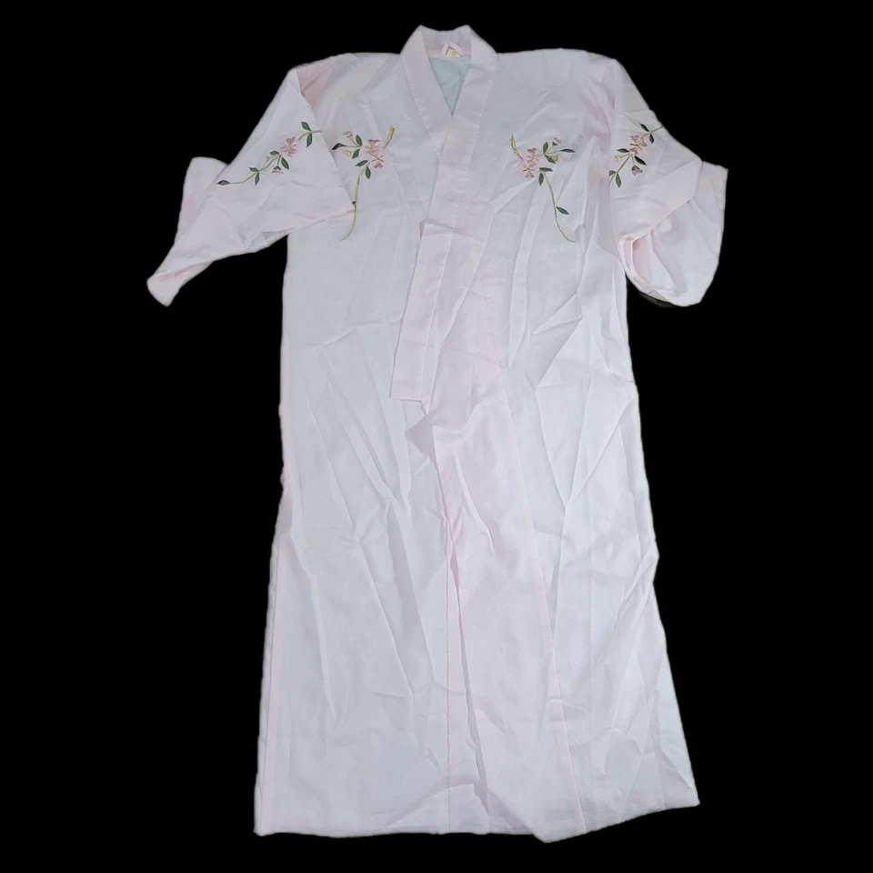 KIMONO Houmongi Rosa Bordado con delicado floral Vintage Hecho en Japón Foto 3 de 4