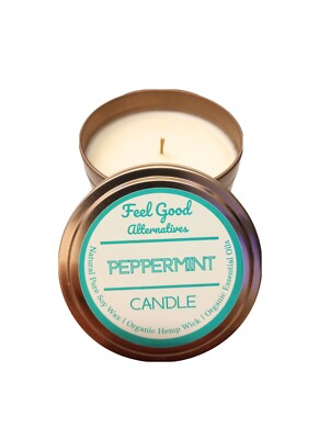 Natural Soy Wax Candle , Peppermint Organic Essential Oils + Organic ...