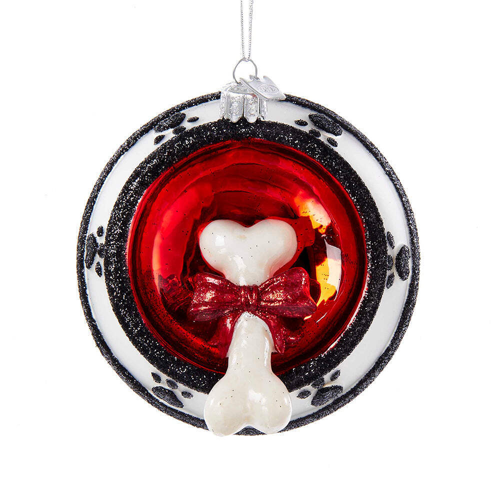 Noble Gems 4.25-Inch Dog Bone in Bowl Glass Ornament